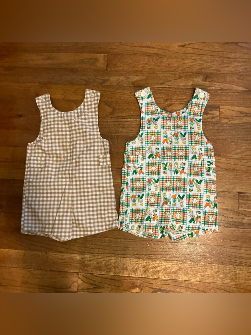 set of 2 vintage boys overalls shorts  1070’s size 4T Alfen